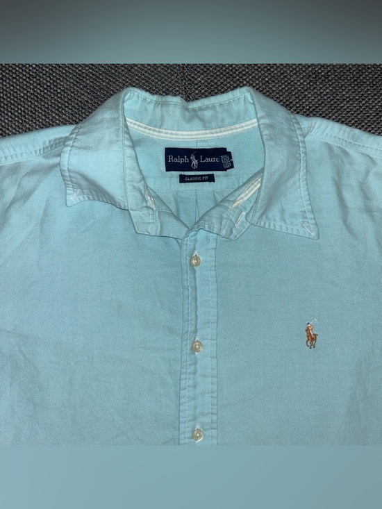 Polo Ralph Lauren Other - 90s Polo Ralph Lauren Men's Light Blue Short Sleeve Button-Up Shirt